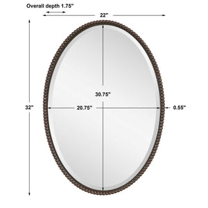 Sherise Oval Mirror, Bronze - elegant mirror for adding style and light to any room | Image 6 | InSTYLE Home & Rugs