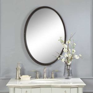 Sherise Oval Mirror, Bronze - elegant mirror for adding style and light to any room | Image 1 | InSTYLE Home & Rugs