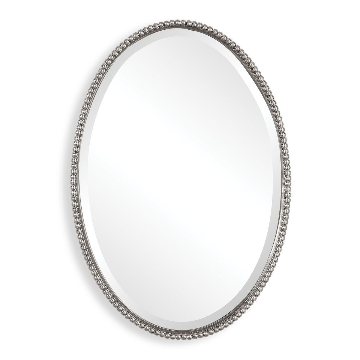 Sherise Oval Mirror, Nickel - elegant mirror for adding style and light to any room | Image 2 | InSTYLE Home & Rugs