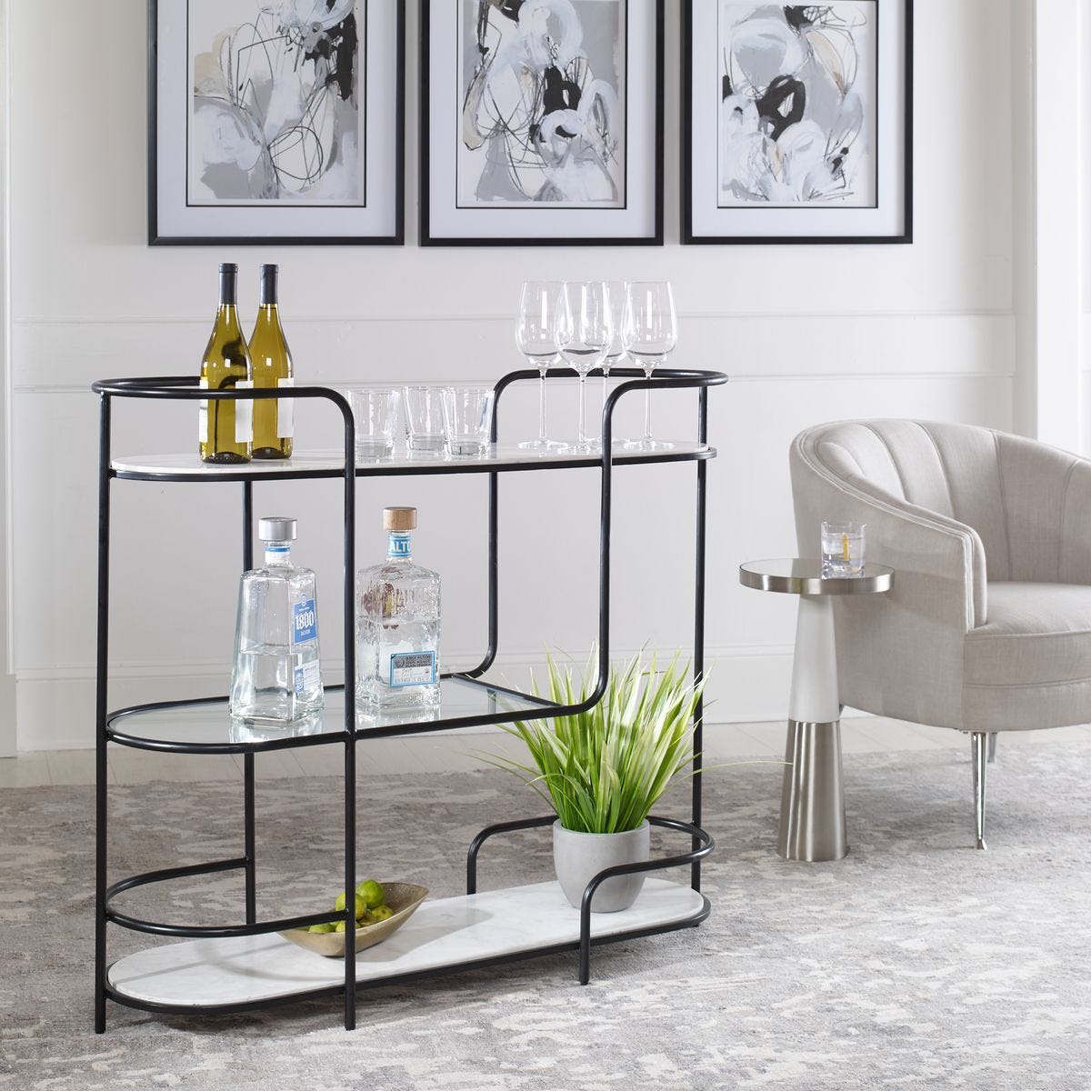 Trolley Bar Console, 2 Cartons - perfect for small spaces | Image 2 | InSTYLE Home & Rugs