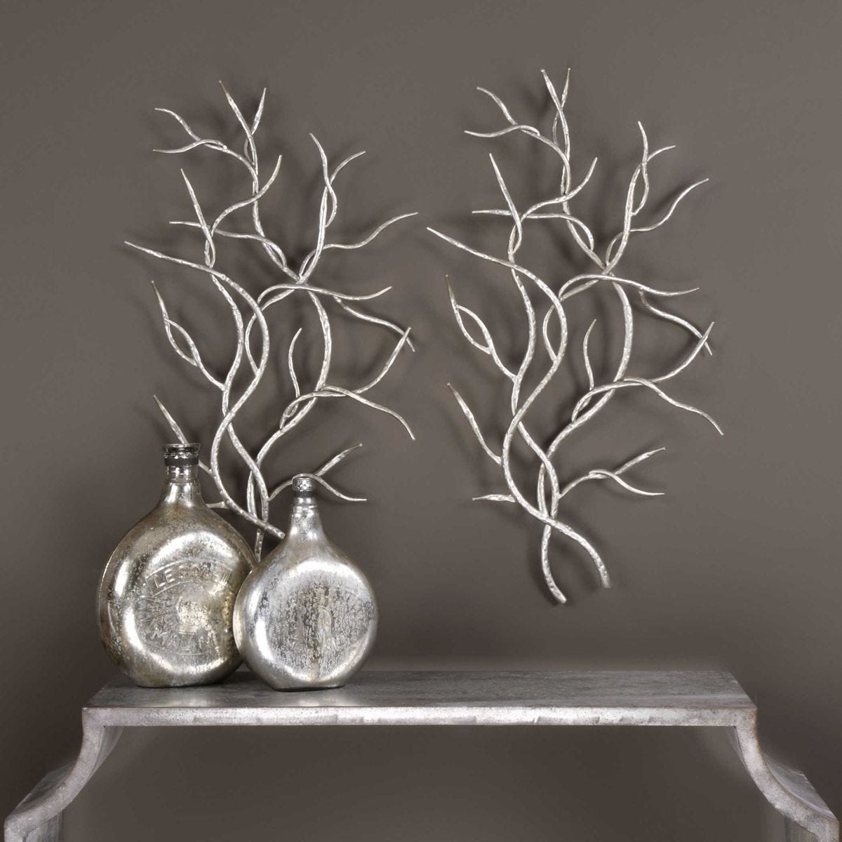 Silver Branches Metal Wall Decor, S/2 - find the perfect pieces to complement your interior design | Image 1 | InSTYLE Home & Rugs