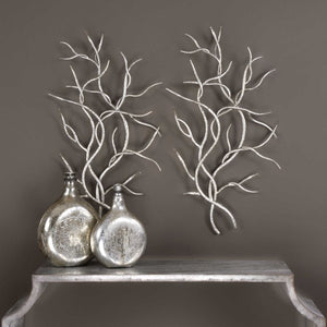 Silver Branches Metal Wall Decor, S/2 - find the perfect pieces to complement your interior design | Image 1 | InSTYLE Home & Rugs