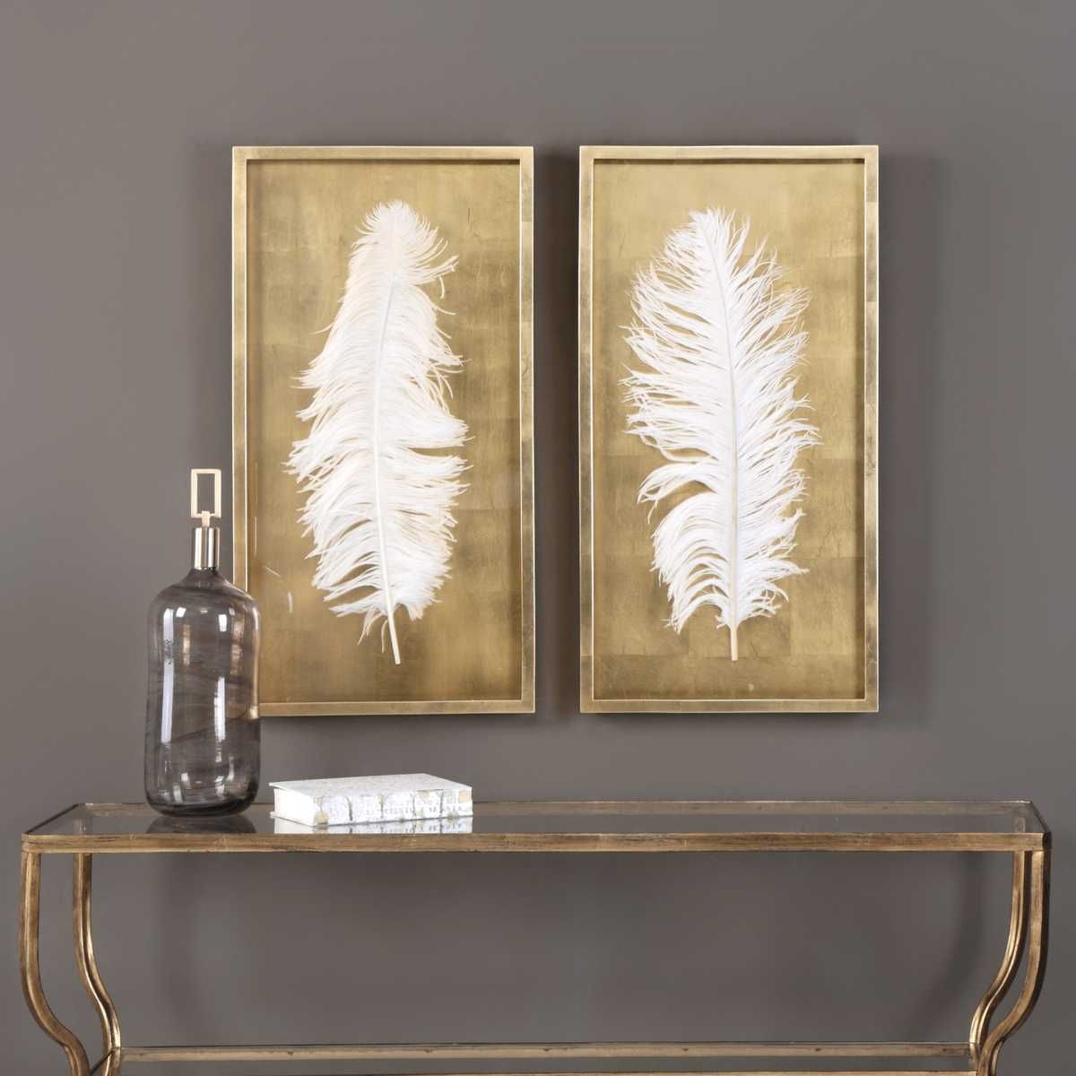 White Feathers Shadow Boxes, S/2 - find the perfect pieces to complement your interior design | Image 1 | InSTYLE Home & Rugs