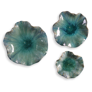 Abella Ceramic Indoor-Outdoor Wall Decor, Aqua, S/3 - transform your walls with stylish wall decor | Image 2 | InSTYLE Home & Rugs