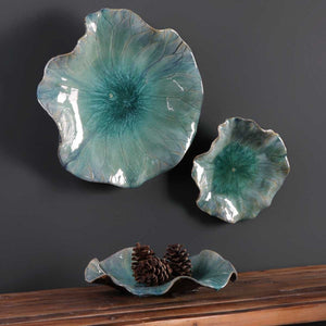 Abella Ceramic Indoor-Outdoor Wall Decor, Aqua, S/3 - transform your walls with stylish wall decor | Image 5 | InSTYLE Home & Rugs