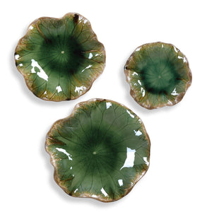 Abella Ceramic Indoor-Outdoor Wall Decor, Green, S/3 - from framed art to mirrors, create a focal point in any room | Image 2 | InSTYLE Home & Rugs