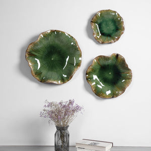 Abella Ceramic Indoor-Outdoor Wall Decor, Green, S/3 - from framed art to mirrors, create a focal point in any room | Image 1 | InSTYLE Home & Rugs