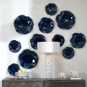 Abella Ceramic Indoor-Outdoor Wall Decor, Cobalt, S/3 - transform your walls with stylish wall decor | Image 1 | InSTYLE Home & Rugs