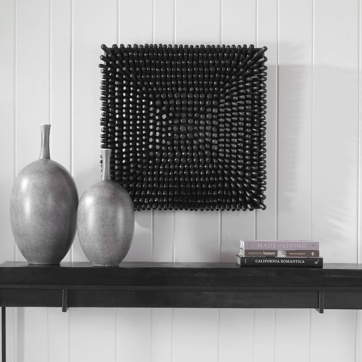 Portside Wood Wall Panel, Black - from framed art to mirrors, create a focal point in any room | Image 1 | InSTYLE Home & Rugs