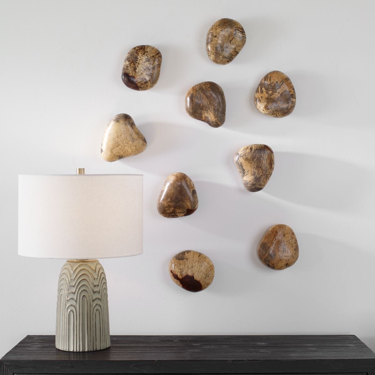 Pebbles Wood Wall Decor, Blonde, S/9 - from framed art to mirrors, create a focal point in any room | Image 1 | InSTYLE Home & Rugs