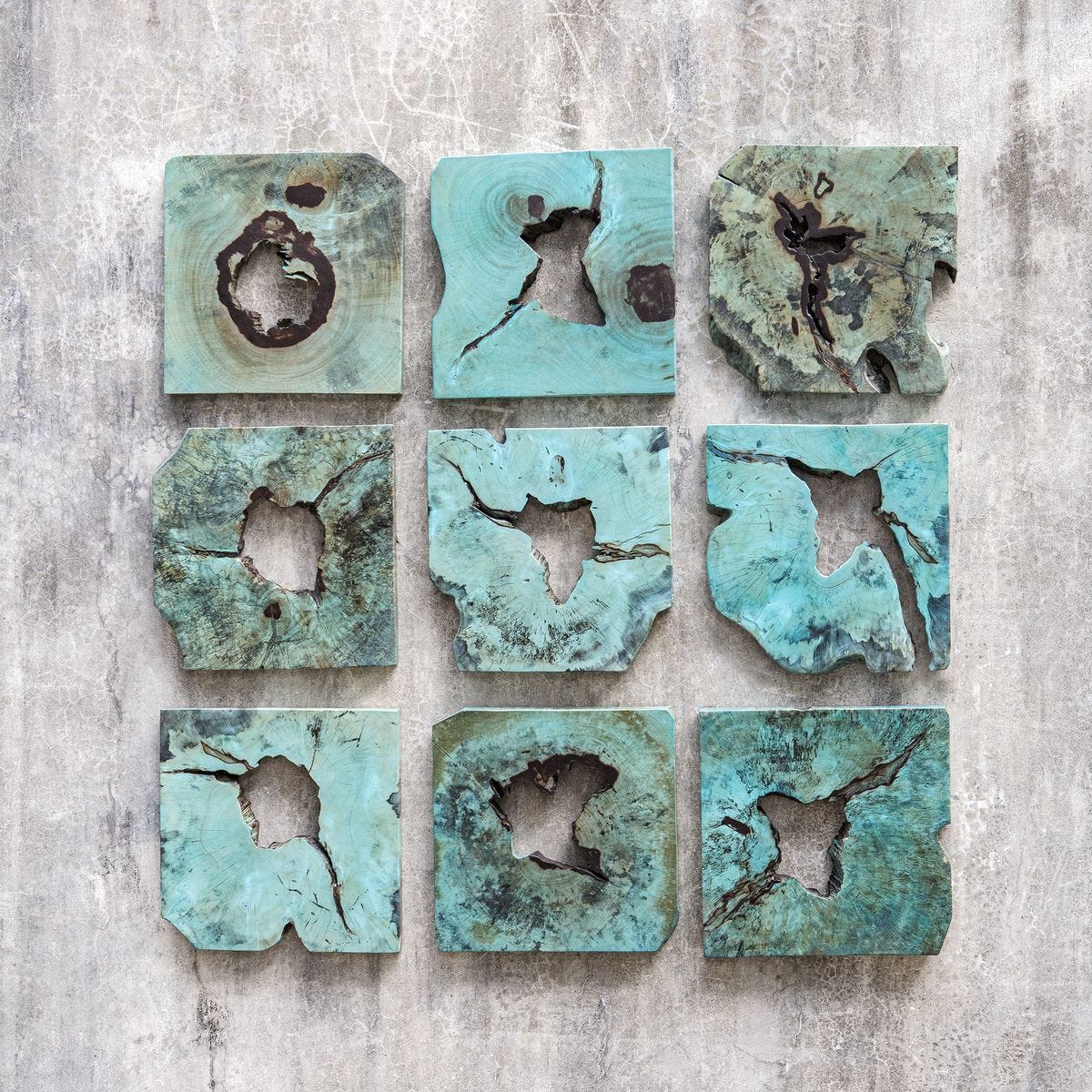 Bahati Wood Wall Decor, Blue, S/9 - find the perfect pieces to complement your interior design | Image 1 | InSTYLE Home & Rugs