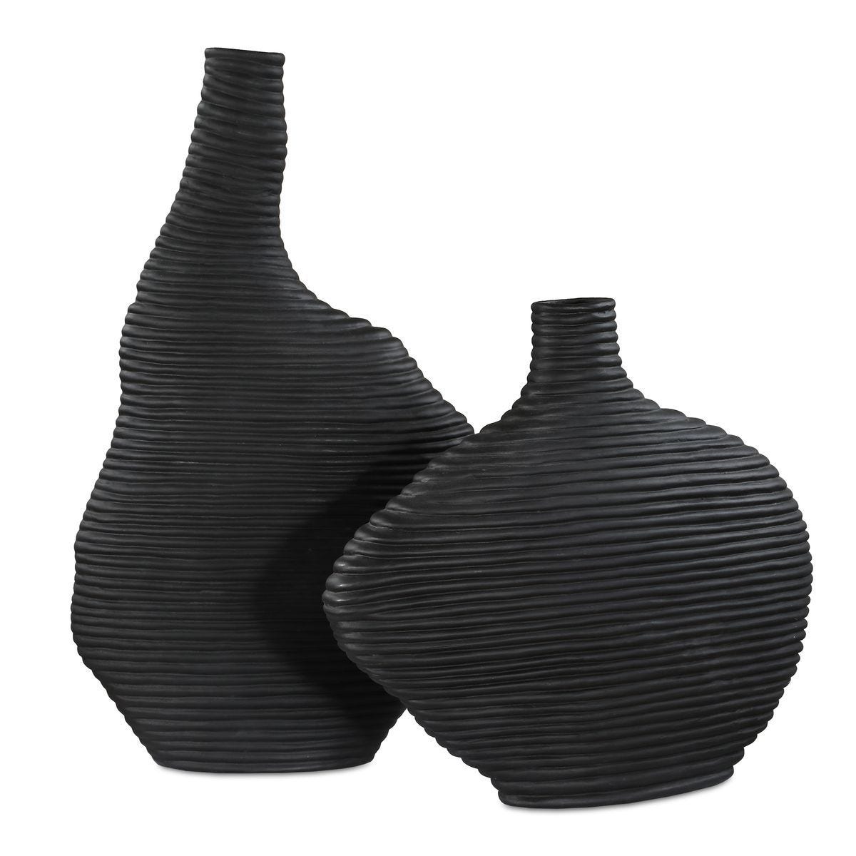 Duostacked Vases, Black, S/2 - modern accessories for a personalized living space | Image 1 | InSTYLE Home & Rugs
