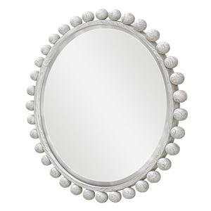 Cyra Wood Round Mirror, Aged Ivory - available in various shapes, sizes, and frame styles | Image 3 | InSTYLE Home & Rugs