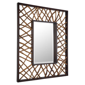 Teak Maze Rectangle Mirror - perfect for enhancing light and creating a sense of space | Image 3 | InSTYLE Home & Rugs