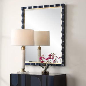 Gulf Mirror, Navy - perfect for enhancing light and creating a sense of space | Image 3 | InSTYLE Home & Rugs