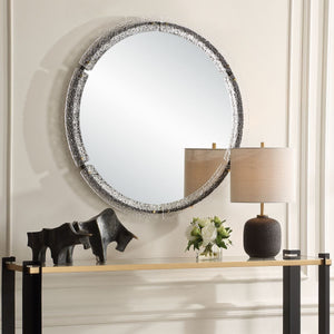 Crystalline Round Mirror - perfect for enhancing light and creating a sense of space | Image 3 | InSTYLE Home & Rugs