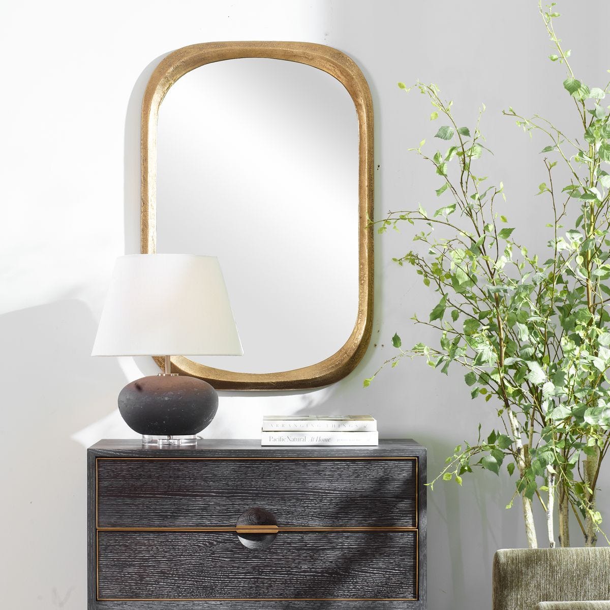 Malone Mirror, Brass - perfect for enhancing light and creating a sense of space | Image 1 | InSTYLE Home & Rugs