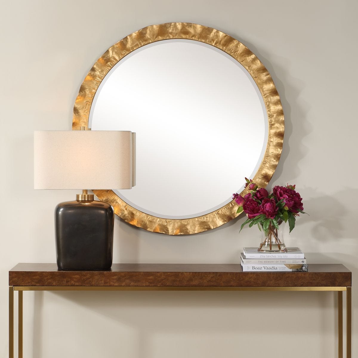 Haya Round Mirror, Gold - available in various shapes, sizes, and frame styles | Image 1 | InSTYLE Home & Rugs