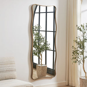 Pavia Tall Mirror, Gold - perfect for enhancing light and creating a sense of space | Image 3 | InSTYLE Home & Rugs