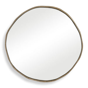 Lowen Round Mirror, Brass - modern mirror with sleek design for contemporary interiors | Image 2 | InSTYLE Home & Rugs