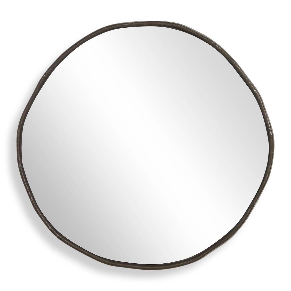 Lowen Round Mirror, Bronze - modern mirror with sleek design for contemporary interiors | Image 2 | InSTYLE Home & Rugs