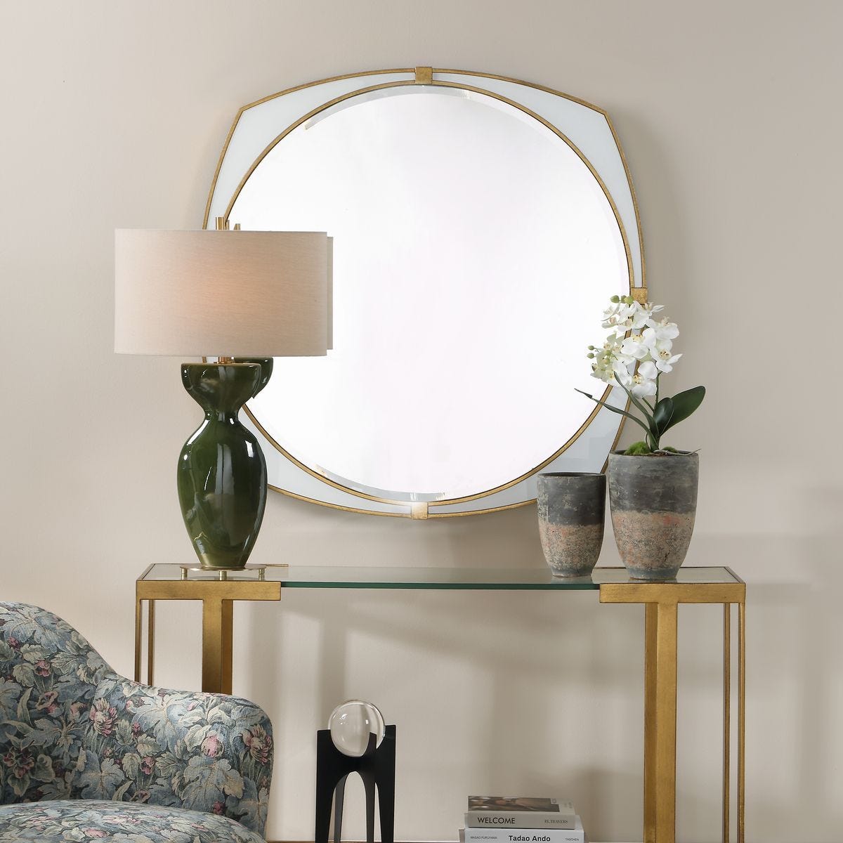 Estella Round Mirror - elegant mirror for adding style and light to any room | Image 1 | InSTYLE Home & Rugs
