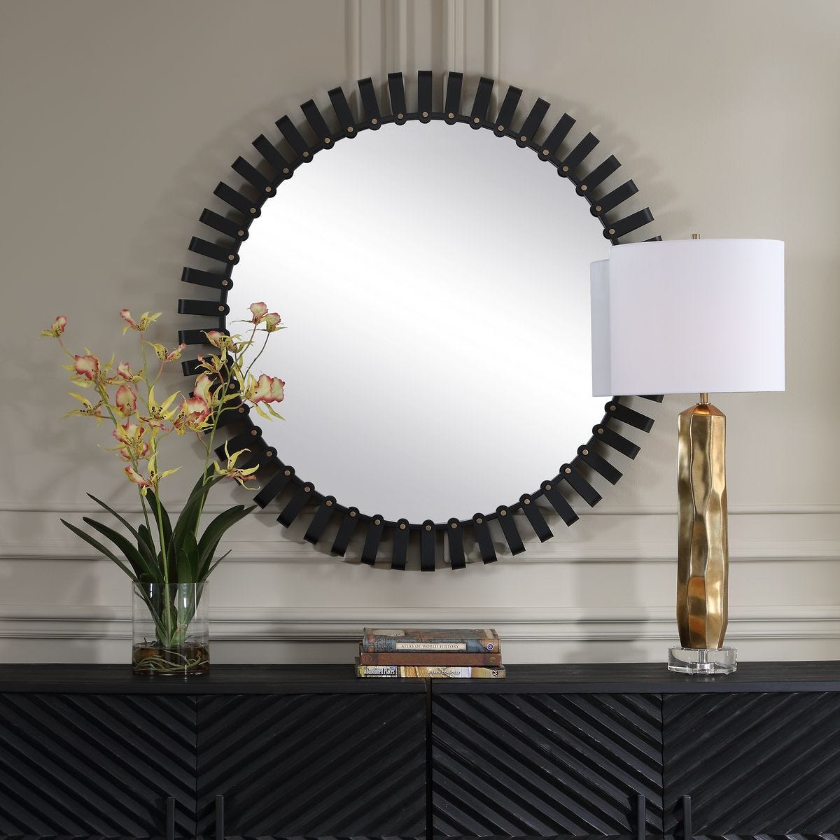 Jael Round Mirror - elegant mirror for adding style and light to any room | Image 1 | InSTYLE Home & Rugs