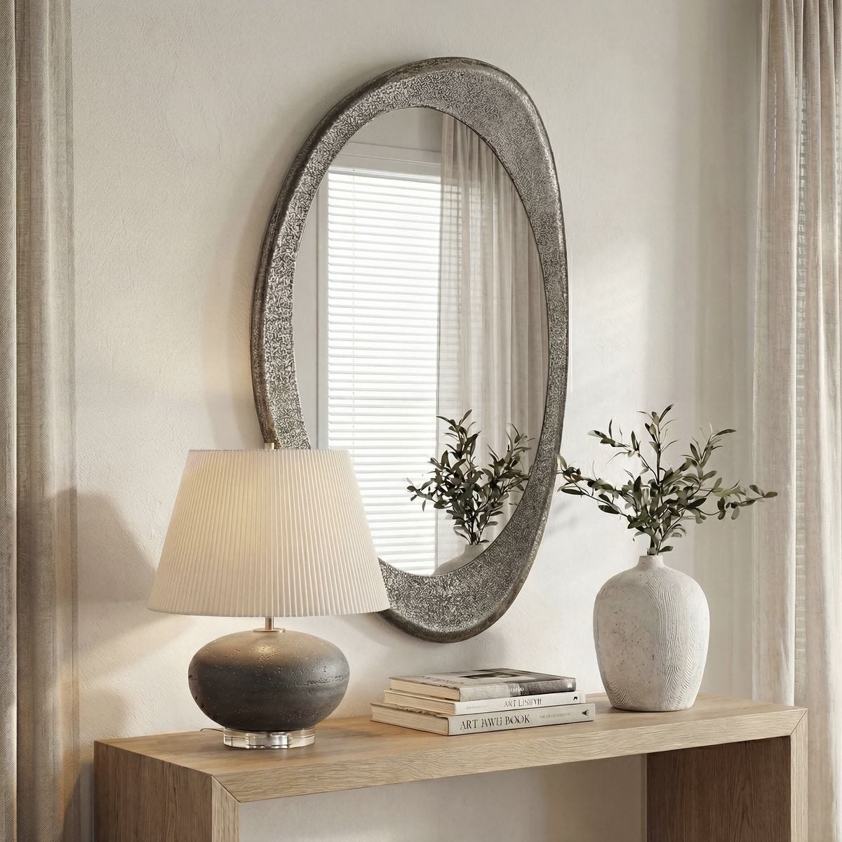 Schiller Oval Mirror - modern mirror with sleek design for contemporary interiors | Image 1 | InSTYLE Home & Rugs