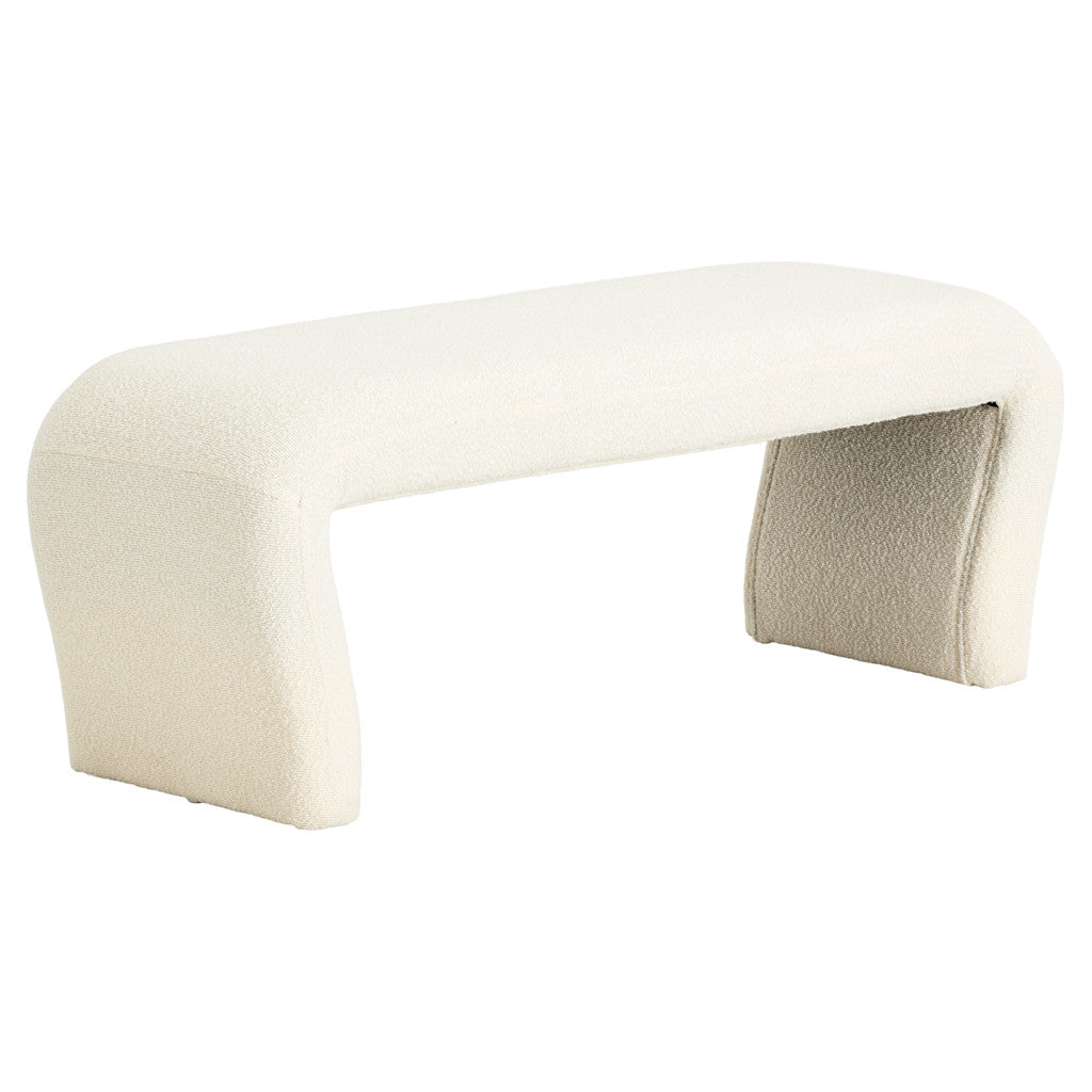 WHITE BOUCLE BENCH - perfect for entryways or patios | Image 1 | InSTYLE Home & Rugs