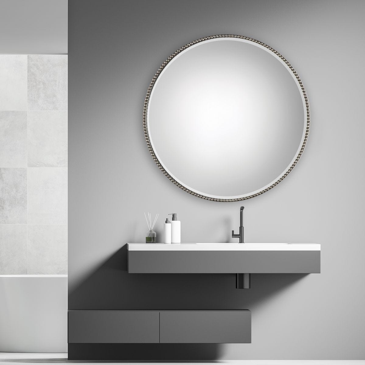 Stefania Round Mirror - elegant mirror for adding style and light to any room | Image 1 | InSTYLE Home & Rugs