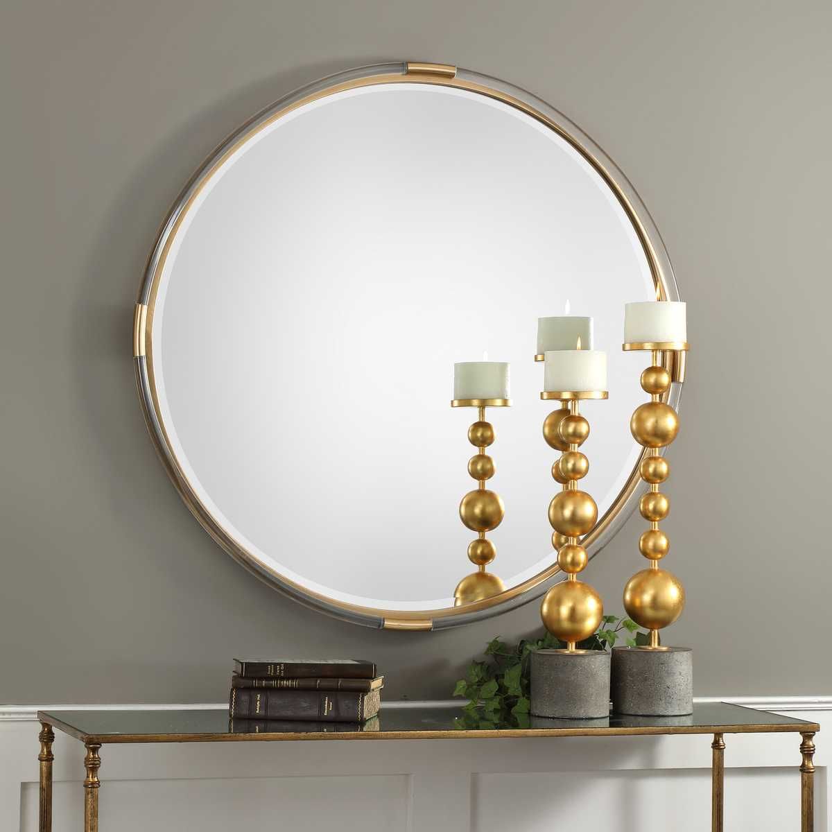 Mackai Round Mirror - modern mirror with sleek design for contemporary interiors | Image 1 | InSTYLE Home & Rugs