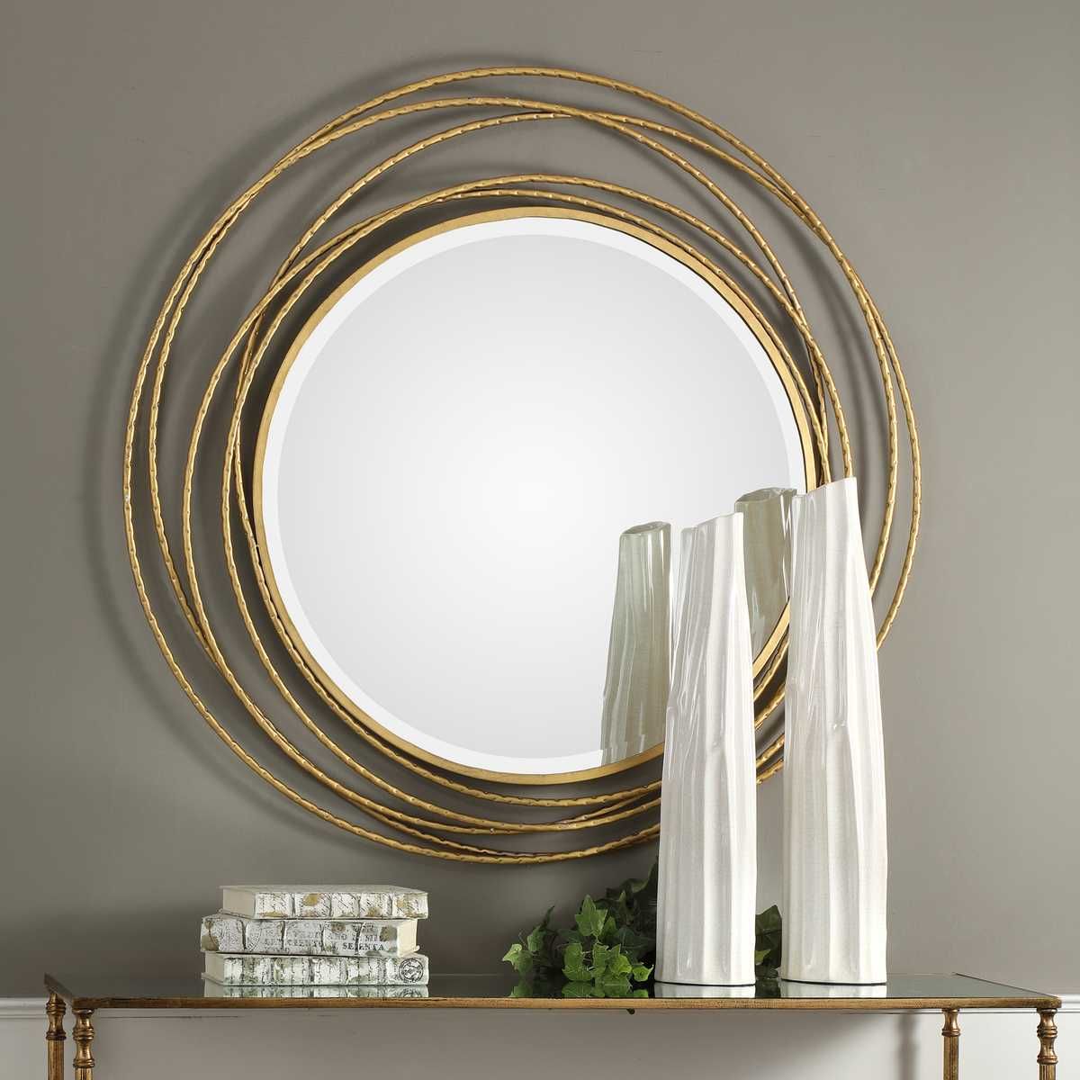 Whirlwind Round Mirror, Gold - full-length mirror for creating the illusion of space and light | Image 1 | InSTYLE Home & Rugs