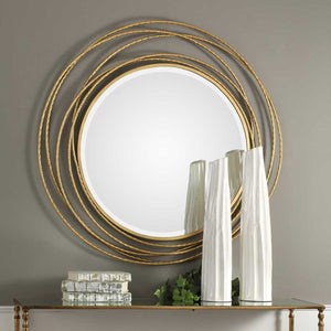 Whirlwind Round Mirror, Gold - full-length mirror for creating the illusion of space and light | Image 1 | InSTYLE Home & Rugs