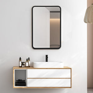 Crofton Vanity Mirror, Black - elegant mirror for adding style and light to any room | Image 1 | InSTYLE Home & Rugs