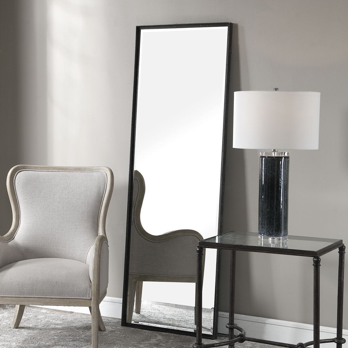Callan Mirror, Black - full-length mirror for creating the illusion of space and light | Image 1 | InSTYLE Home & Rugs