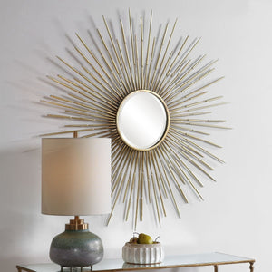Golden Rays Round Mirror - full-length mirror for creating the illusion of space and light | Image 4 | InSTYLE Home & Rugs