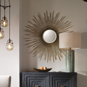 Golden Rays Round Mirror - full-length mirror for creating the illusion of space and light | Image 1 | InSTYLE Home & Rugs