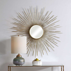 Golden Rays Round Mirror - full-length mirror for creating the illusion of space and light | Image 5 | InSTYLE Home & Rugs
