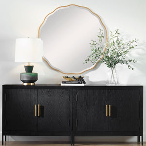 Aneta Round Mirror, Gold - modern mirror with sleek design for contemporary interiors | Image 1 | InSTYLE Home & Rugs
