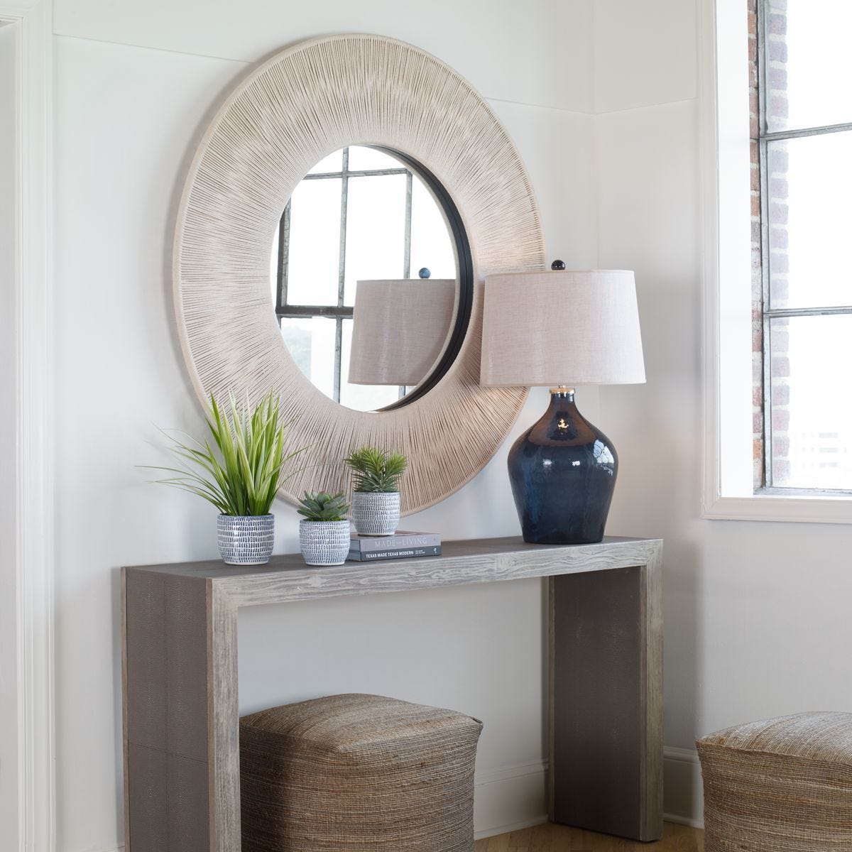 Sailor's Knot Round Mirror, White - modern mirror with sleek design for contemporary interiors | Image 1 | InSTYLE Home & Rugs