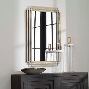 Amherst Mirror, Gold - modern mirror with sleek design for contemporary interiors | Image 5 | InSTYLE Home & Rugs