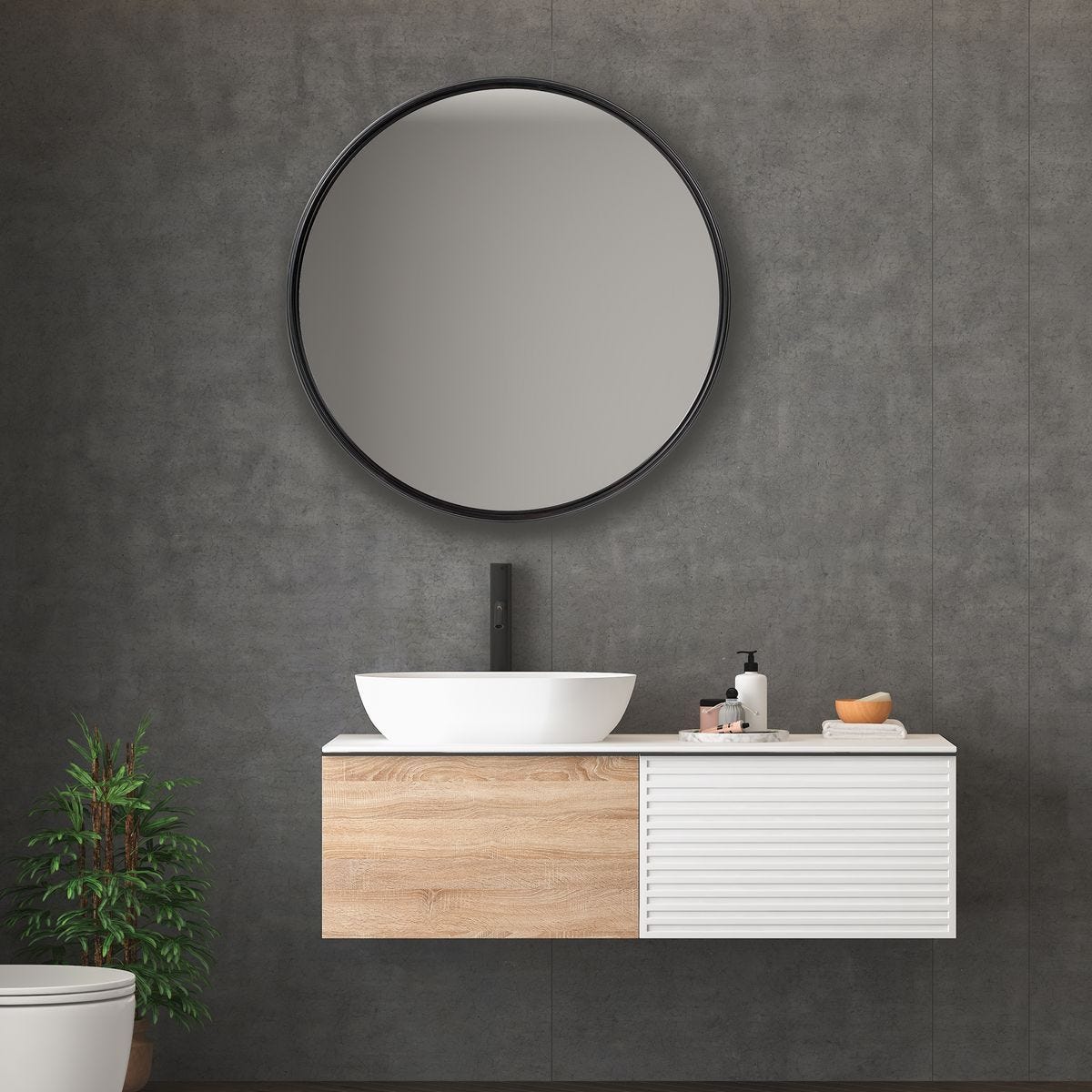 Belham Round Mirror - full-length mirror for creating the illusion of space and light | Image 1 | InSTYLE Home & Rugs
