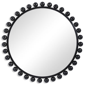 Cyra Round Mirror, Black - full-length mirror for creating the illusion of space and light | Image 2 | InSTYLE Home & Rugs