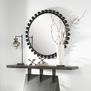 Cyra Round Mirror, Black - full-length mirror for creating the illusion of space and light | Image 1 | InSTYLE Home & Rugs