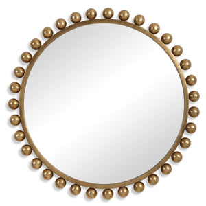Cyra Round Mirror, Gold - full-length mirror for creating the illusion of space and light | Image 2 | InSTYLE Home & Rugs