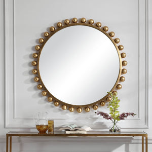 Cyra Round Mirror, Gold - full-length mirror for creating the illusion of space and light | Image 5 | InSTYLE Home & Rugs