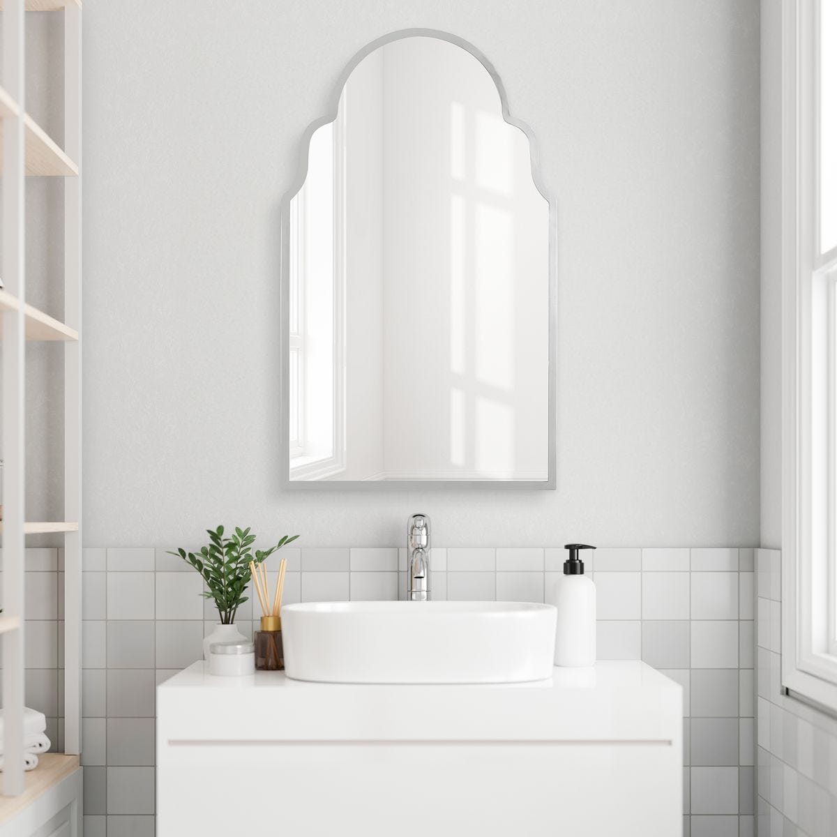 Brayden Arch Mirror, Nickel - available in various shapes, sizes, and frame styles | Image 1 | InSTYLE Home & Rugs