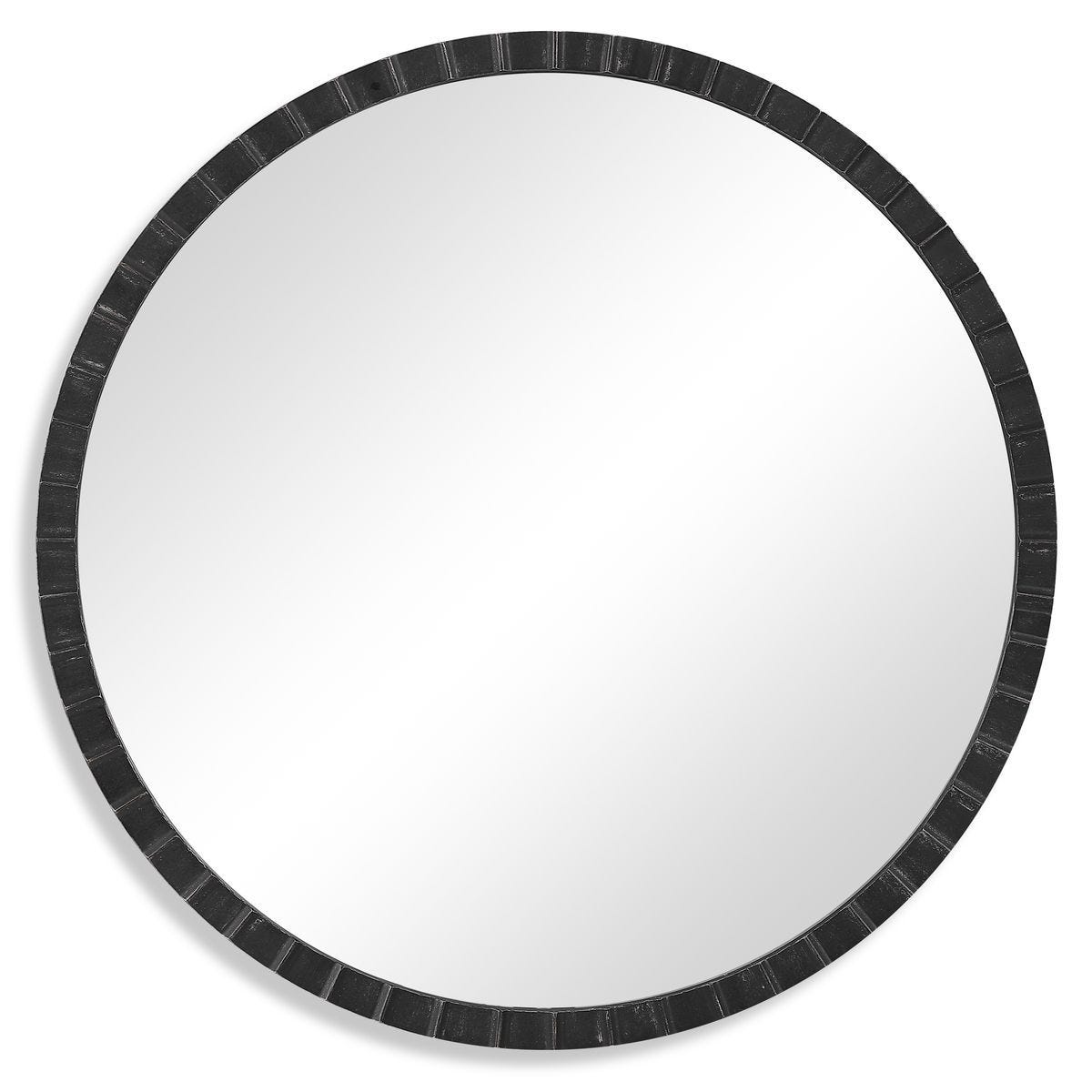 Dandridge Round Mirror, Black - modern mirror with sleek design for contemporary interiors | Image 2 | InSTYLE Home & Rugs