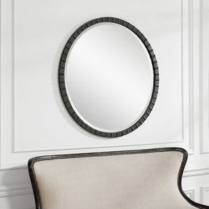 Dandridge Round Mirror, Black - modern mirror with sleek design for contemporary interiors | Image 6 | InSTYLE Home & Rugs