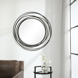 Whirlwind Round Mirror, Black - full-length mirror for creating the illusion of space and light | Image 1 | InSTYLE Home & Rugs